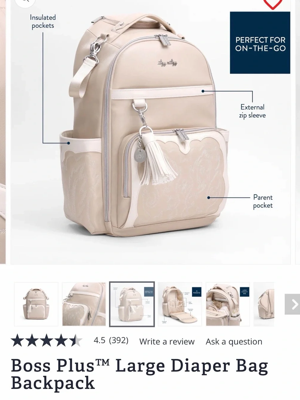 NWOT Itzy Ritzy OAT Diaperbag Backpack with Sun Charm
